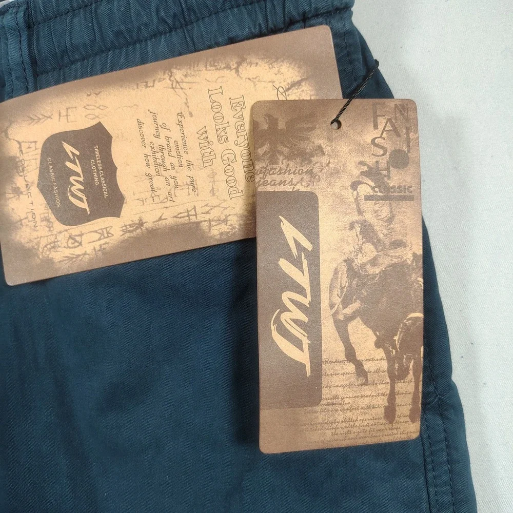 LTWT Cargo Shorts Mens 2XL Teal Blue Elastic Waist Utility Pockets Cotton Blend